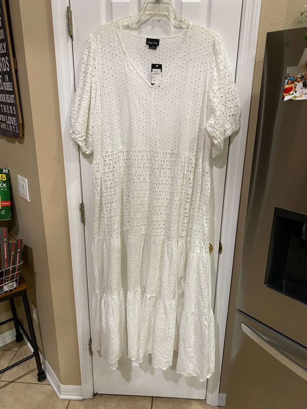 City Chic White Eyelet Tiered Maxi Dress